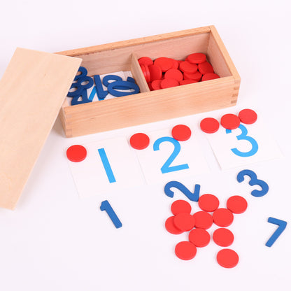Wooden Number Chips Montessori Toys Educational Math Learning