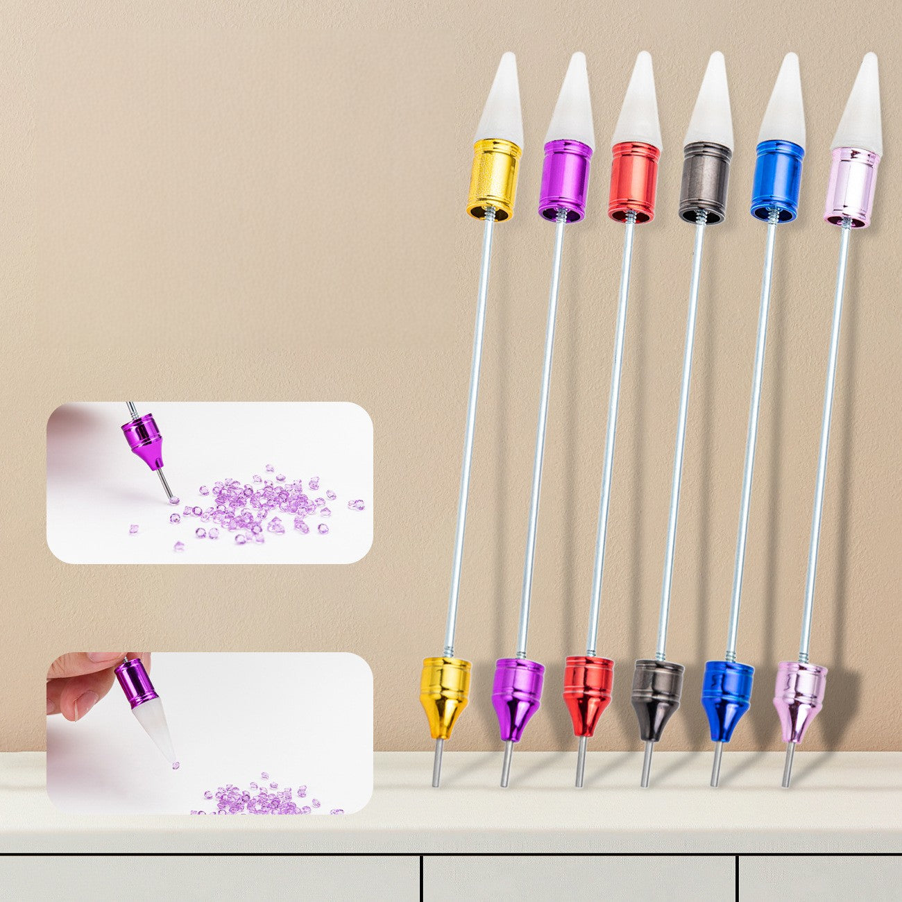 Beadable Double Head Point Drill Metal Nail Tool DIY Craft Supplies