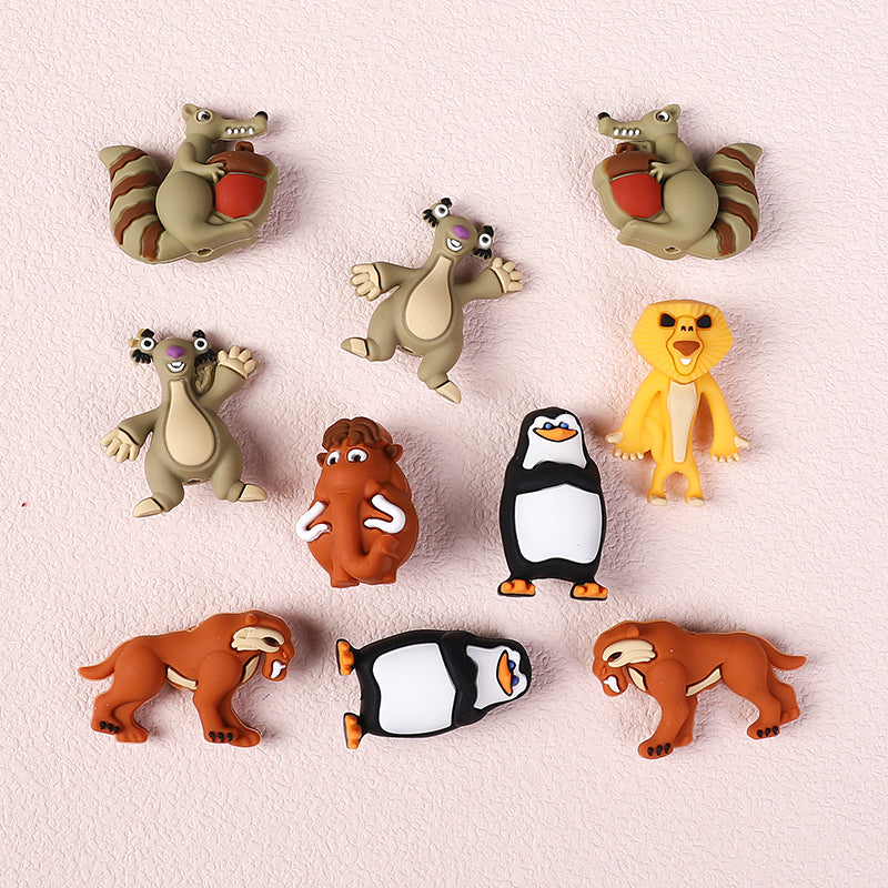 20Pcs Silicone 3D Focal Beads Penguin Animal Characters Set 6