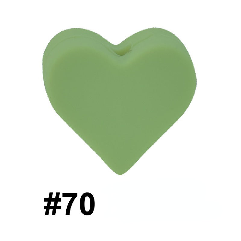 50pcs 14mm Heart Silicone Beads Colorful Diy Teether Accessories 32