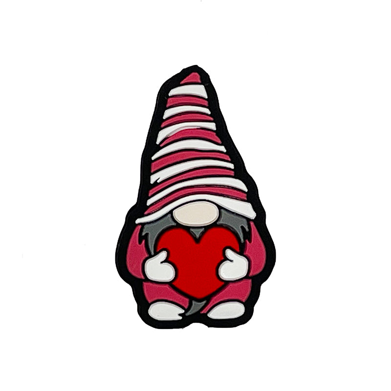 20pcs Silicone Focal Beads Christmas Heart Gnome Holding Heart