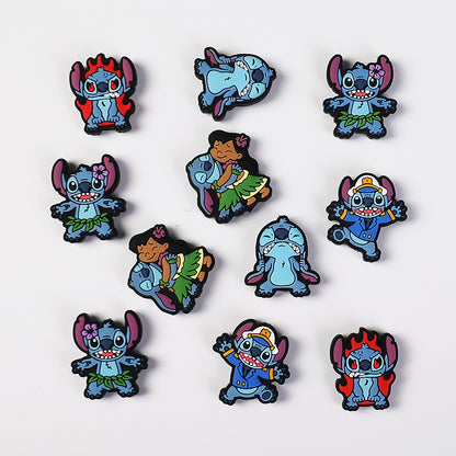 20Pcs Silicone Focal Beads Blue Alien Character Large Ears Variety 5