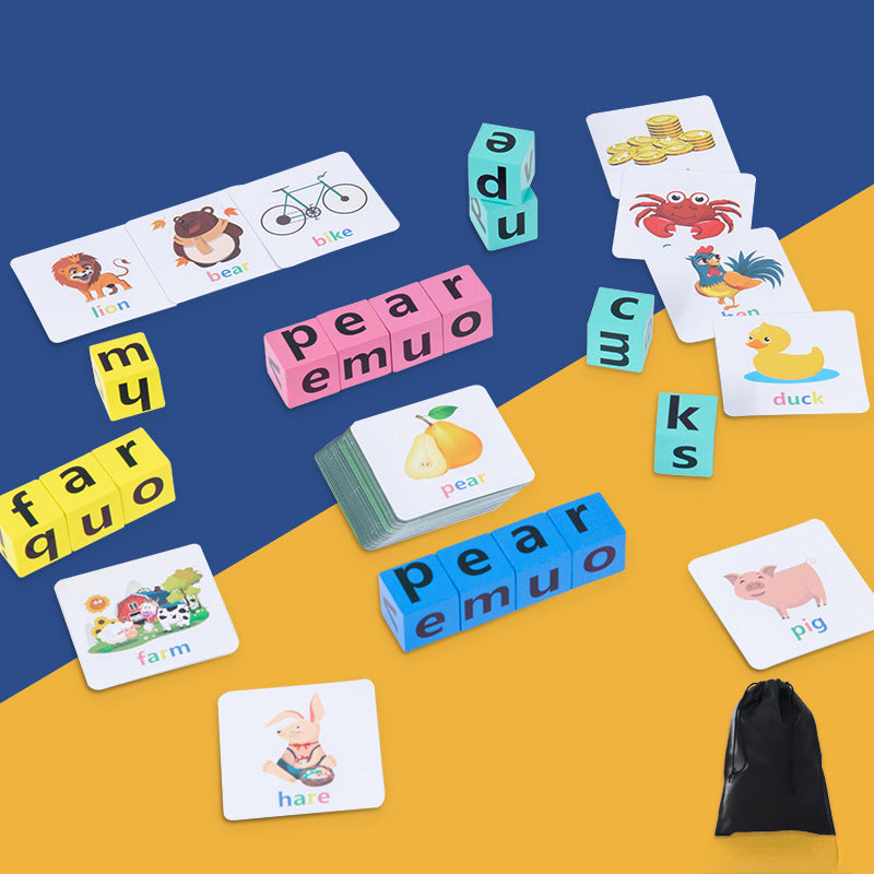 Wooden Montessori Toys Word Spelling Educational Toy for Kids 4