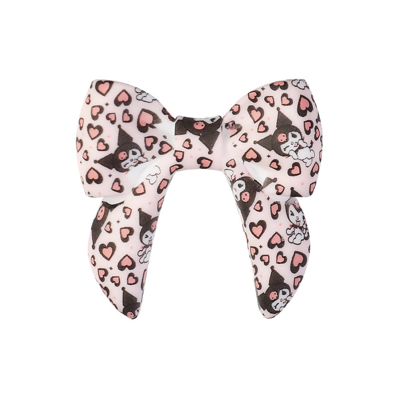 10Pcs Silicone 3D Focal Beads Colorful Bow Printed Shape 16
