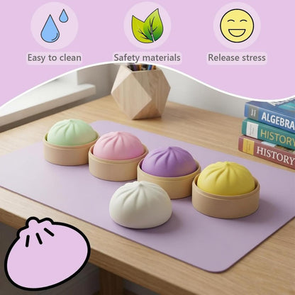 TPR Giant Steamed Stuffed Bun Squishy Soft Squeeze Toy with Steamer 5.5x9cm 4