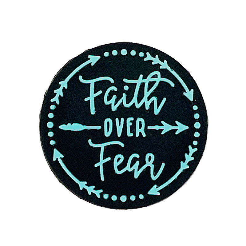 20pcs Silicone Focal Beads Faith Over Fear Printed Text Design 3