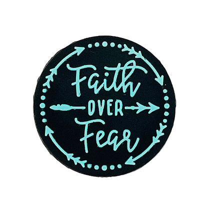 20pcs Silicone Focal Beads Faith Over Fear Printed Text Design 3