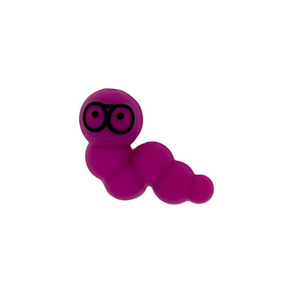 Silicone 3D Focal Beads Bookworm Caterpillar Wearing Round Glasses 6