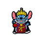 Silicone Focal Beads Blue Alien Character Large Ears Wearing Yellow Crown