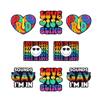 20pcs Silicone Focal Beads Rainbow Pride Theme Colored Heart and Letters 10