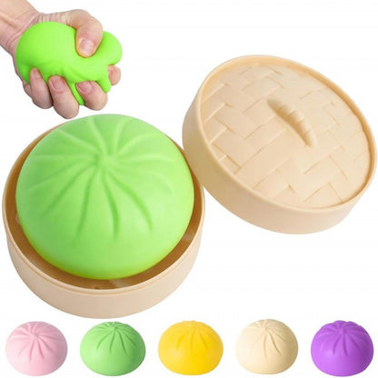 TPR Giant Steamed Stuffed Bun Squishy Soft Squeeze Toy with Steamer 5.5x9cm 8