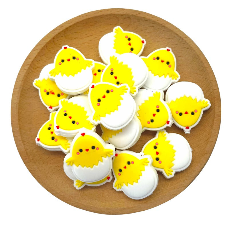 20pcs Silicone Focal Beads Easter Chick Hatching Egg Shape 2