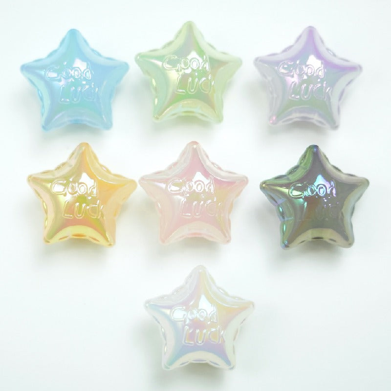50pcs 25x16mm UV Finish Jelly Five-Pointed Star Acrylic Beads