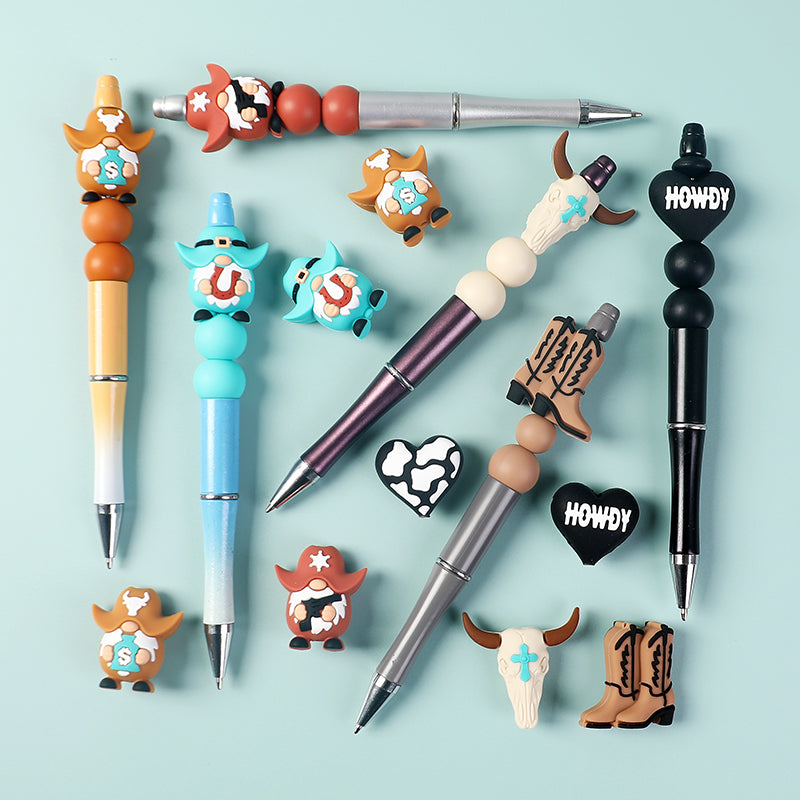 20Pcs Silicone 3D Focal Beads Cowboy Series Holding Horseshoe and Money Bag 4