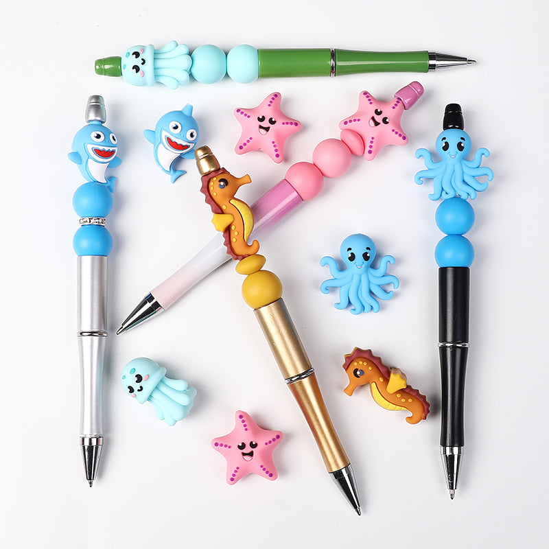 20Pcs Silicone 3D Focal Beads Marine Animals Mixed Set 7