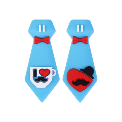 20Pcs Silicone 3D Focal Beads Father's Day Heart Tie Bow Designs 14