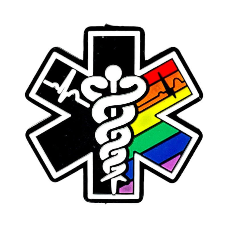 20pcs Silicone Focal Beads Star Of Life Rainbow Design