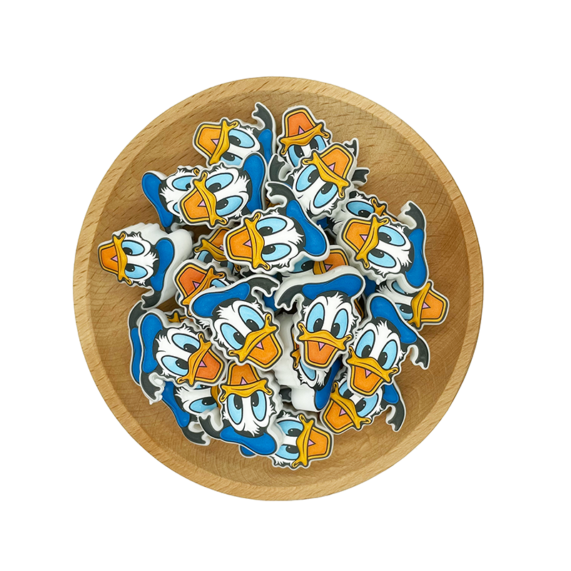 20pcs Silicone Focal Beads Blue Alien Character Large Ears Face Detail 2