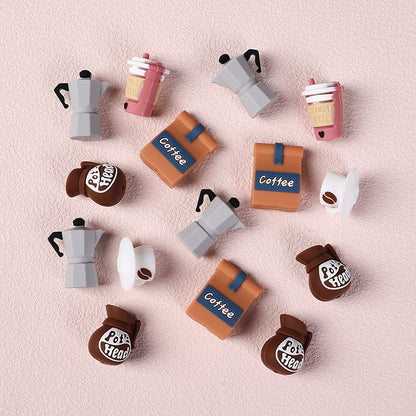 Silicone 3D Focal Beads Coffee Theme 3D Coffee Cup and Pot Designs