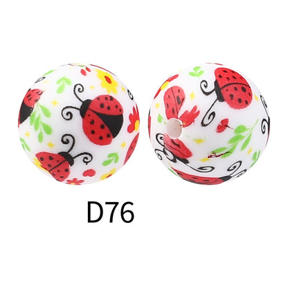 50pcs 15mm Rhombus Printed Silicone Beads Colorful Design 39