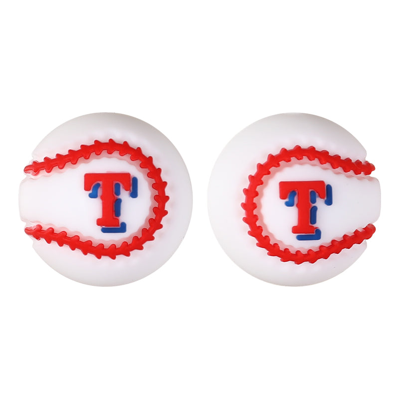 20mm 3D Silicone Focal Beads Baseball Team Front Facing 14