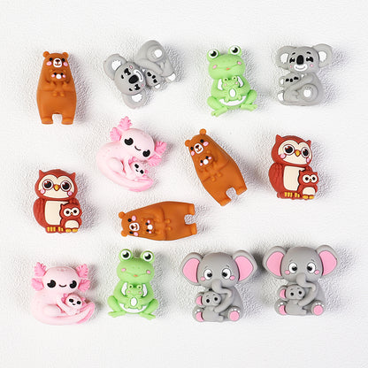 20Pcs Silicone 3D Focal Beads Mother Animals Holding Baby Detail 2