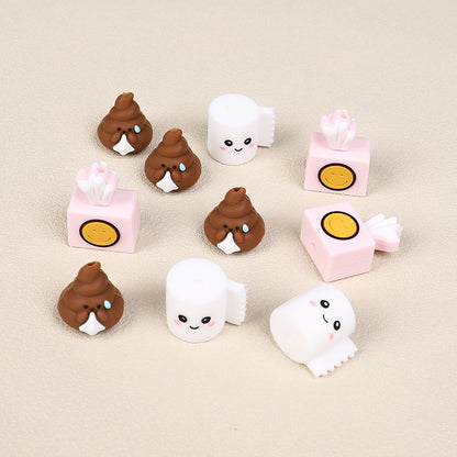 Silicone 3D Focal Beads Tissue Poop With White Tissue and Pink Paper 5
