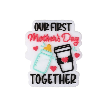 Silicone Focal Beads Mothers Day Floral Text Designs 11