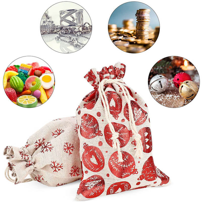 Christmas Advent Calendar Burlap Gift Candy Bag Kit 24pcs 8