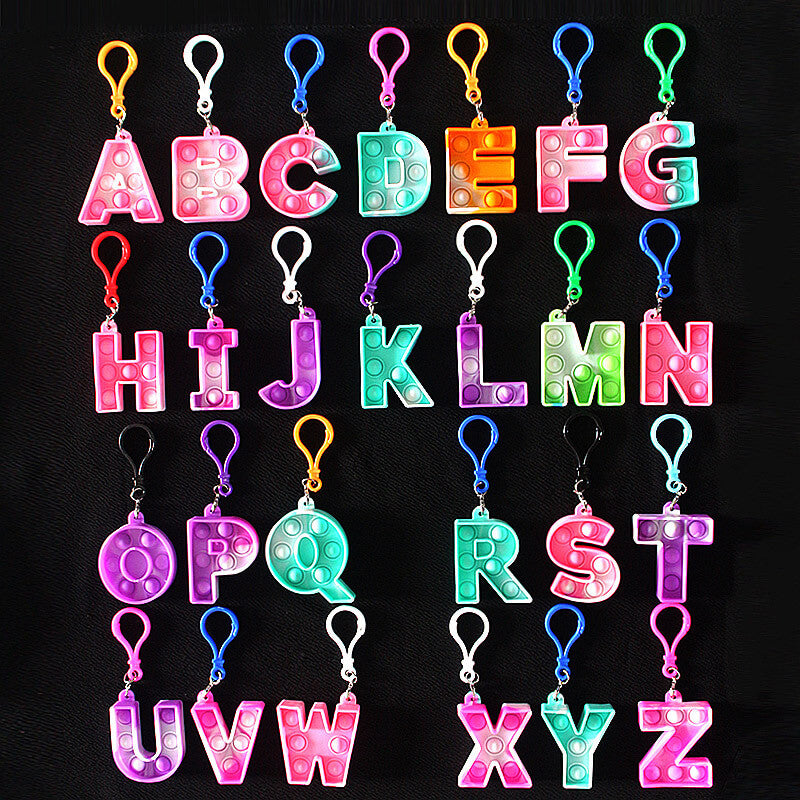 Silicone Pop It Fidget Toy Alphabet Letters A-Z Keychain 2