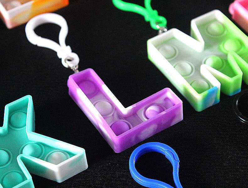 Silicone Pop It Fidget Toy Alphabet Letters A-Z Keychain 6