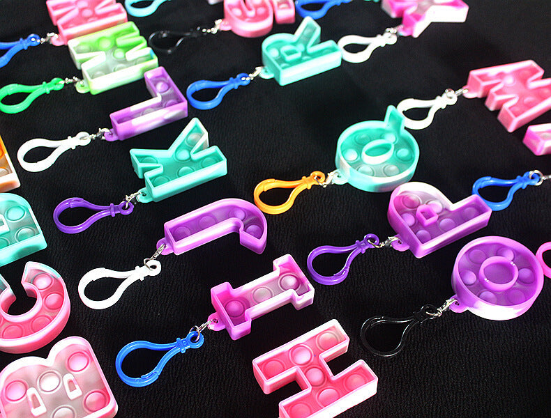Silicone Pop It Fidget Toy Alphabet Letters A-Z Keychain 7