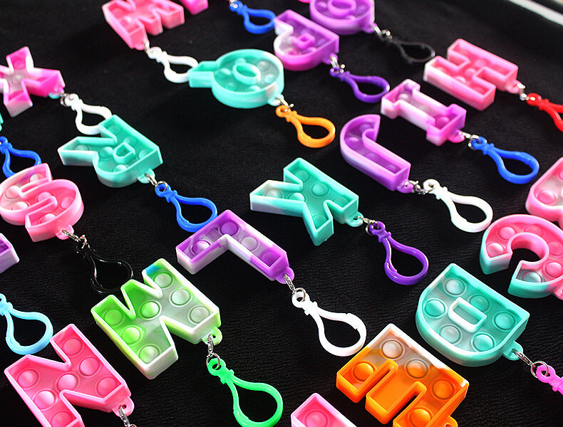 Silicone Pop It Fidget Toy Alphabet Letters A-Z Keychain 8