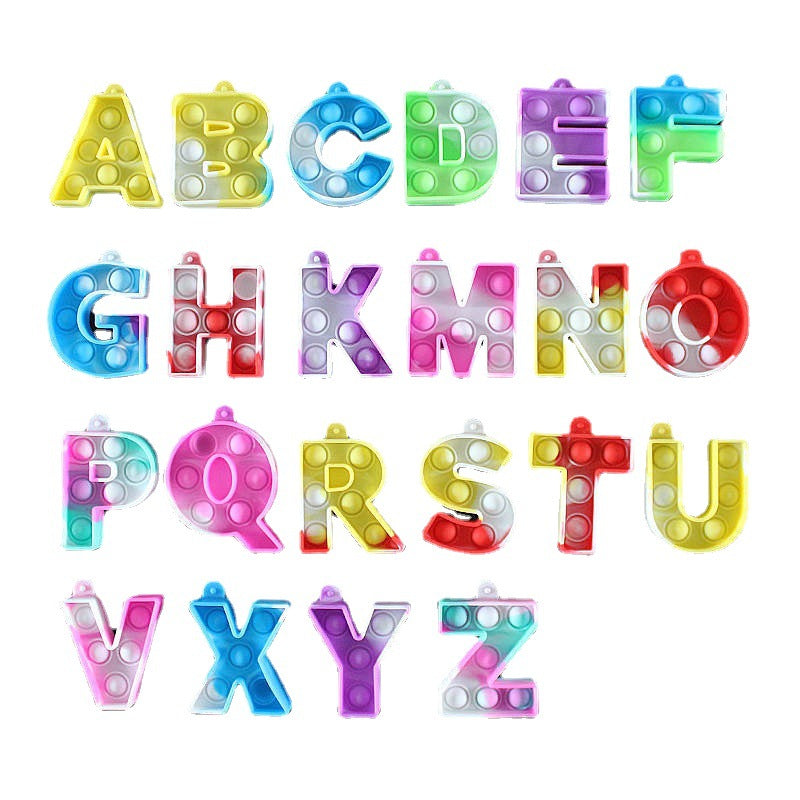 Silicone Pop It Fidget Toy Alphabet Letters A-Z Keychain – Chieeon