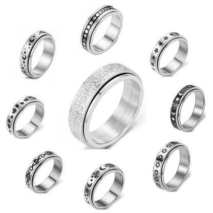 Stainless Steel Fidget Ring Heart Design Spinner Ring US Size 5-12 2