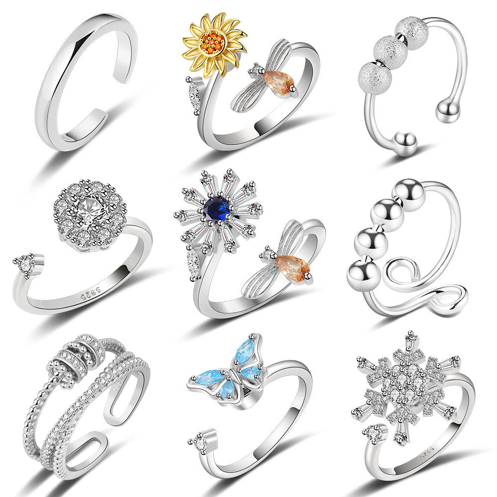 Adjustable Flower Fidget Ring Anxiety Relief for Women Spinner Ring 2