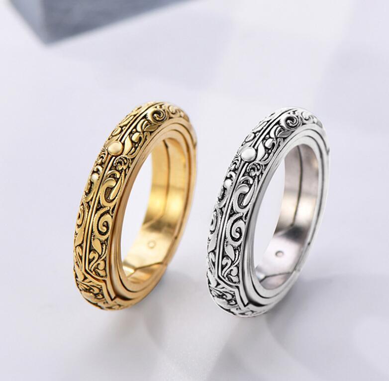 Silver Armillary Sphere Transformable Fidget Ring US Size 6-11 2