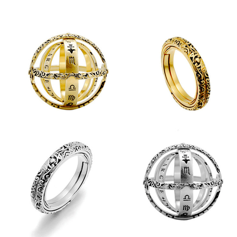Silver Armillary Sphere Transformable Fidget Ring US Size 6-11 3