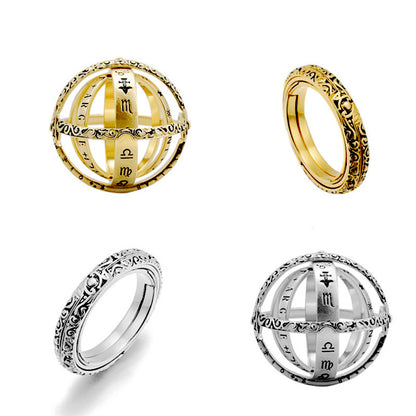 Silver Armillary Sphere Transformable Fidget Ring US Size 6-11 3