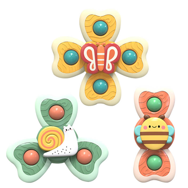 Plastic Spinner Fidget Toy with Suction Cup 3 Pack Bee Snail Butterfly