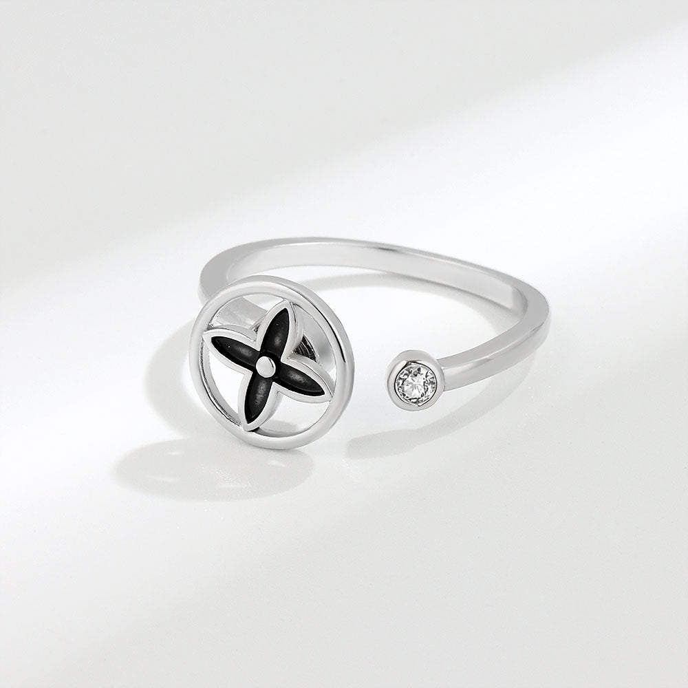 Adjustable Black 4 Leaf Fidget Ring Anxiety Relief for Women 3