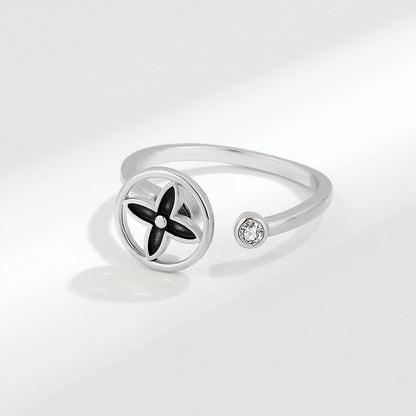 Adjustable Black 4 Leaf Fidget Ring Anxiety Relief for Women 3