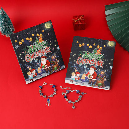 Blue Jewelry Advent Calendar Christmas Countdown DIY Bracelets Set 3