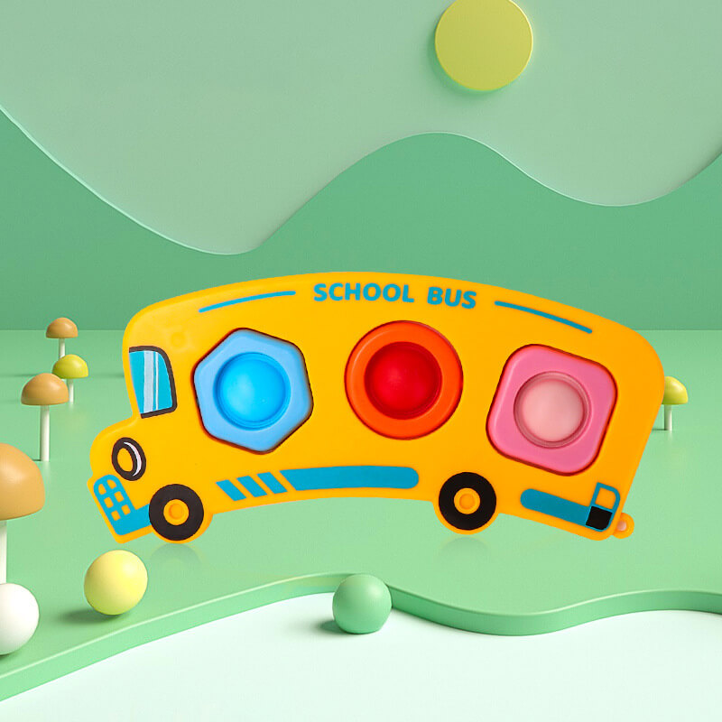 Silicone Pop It Fidget Toy Caterpillar Crocodile Bus 3 Pack 4