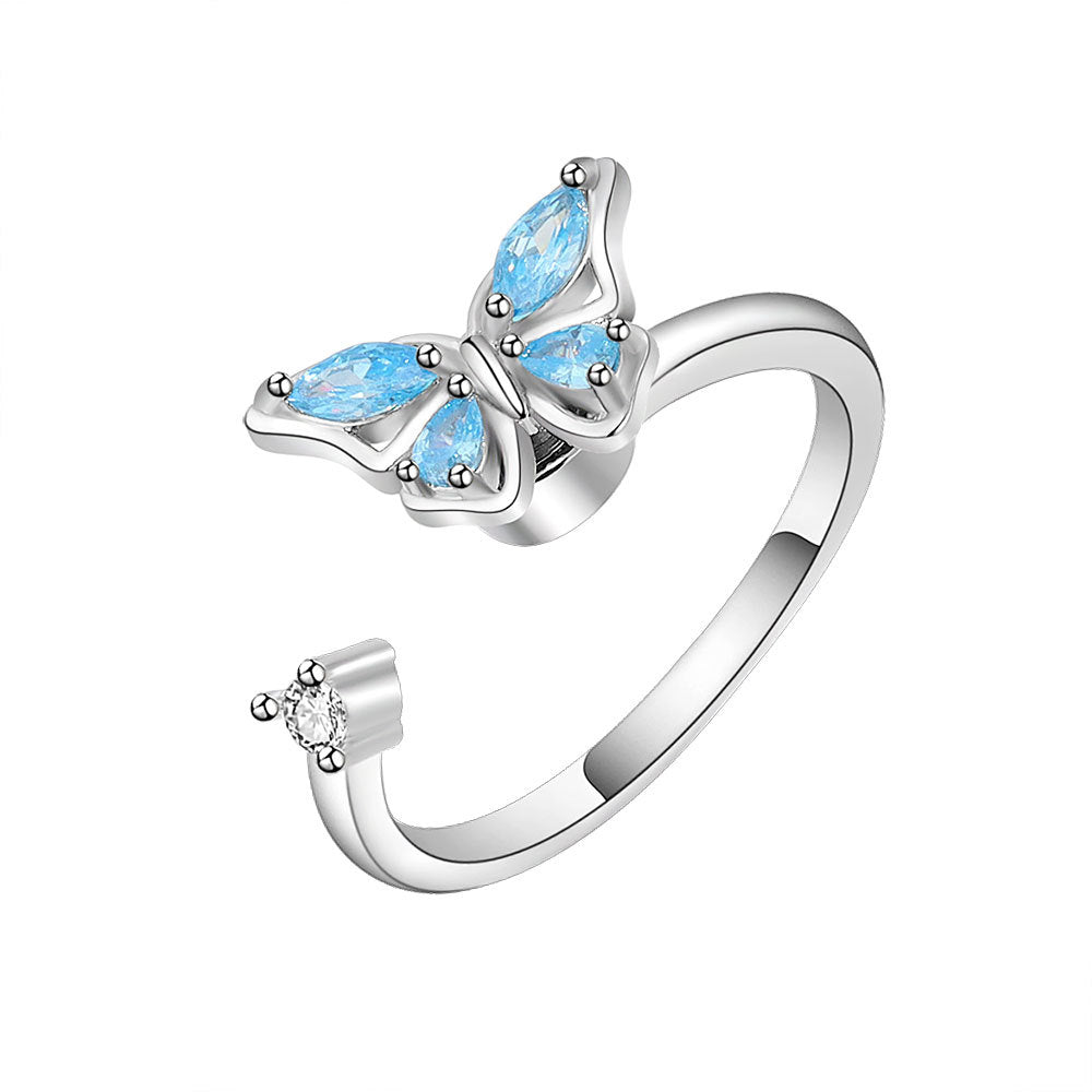 Adjustable Butterfly Fidget Ring Spinner for Women Size 7