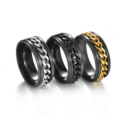 Gold Tone Fidget Ring with Spinner Chain for Men US Size 6-13 2
