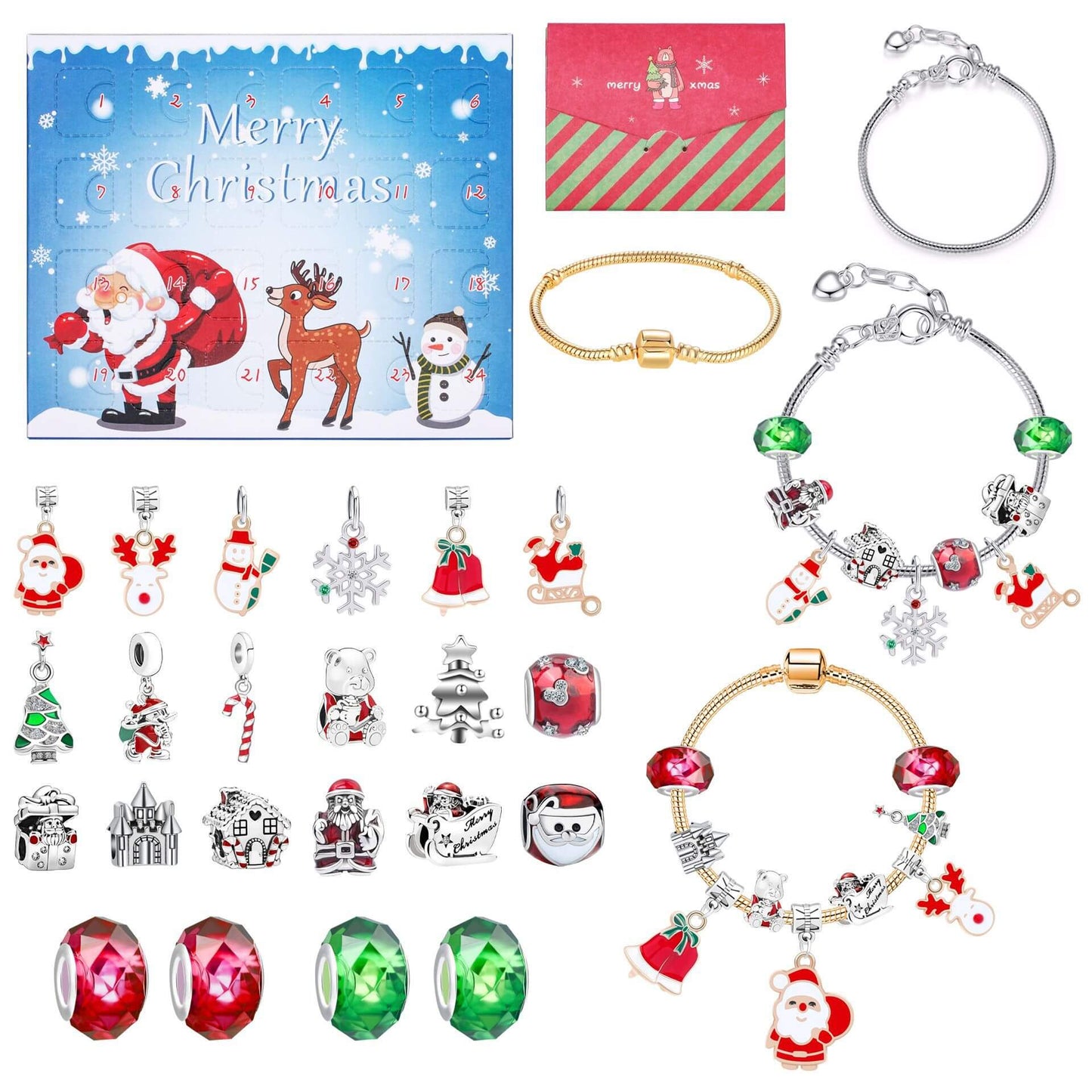 Christmas Advent Calendar DIY Jewelry Bracelet Gift Box Set