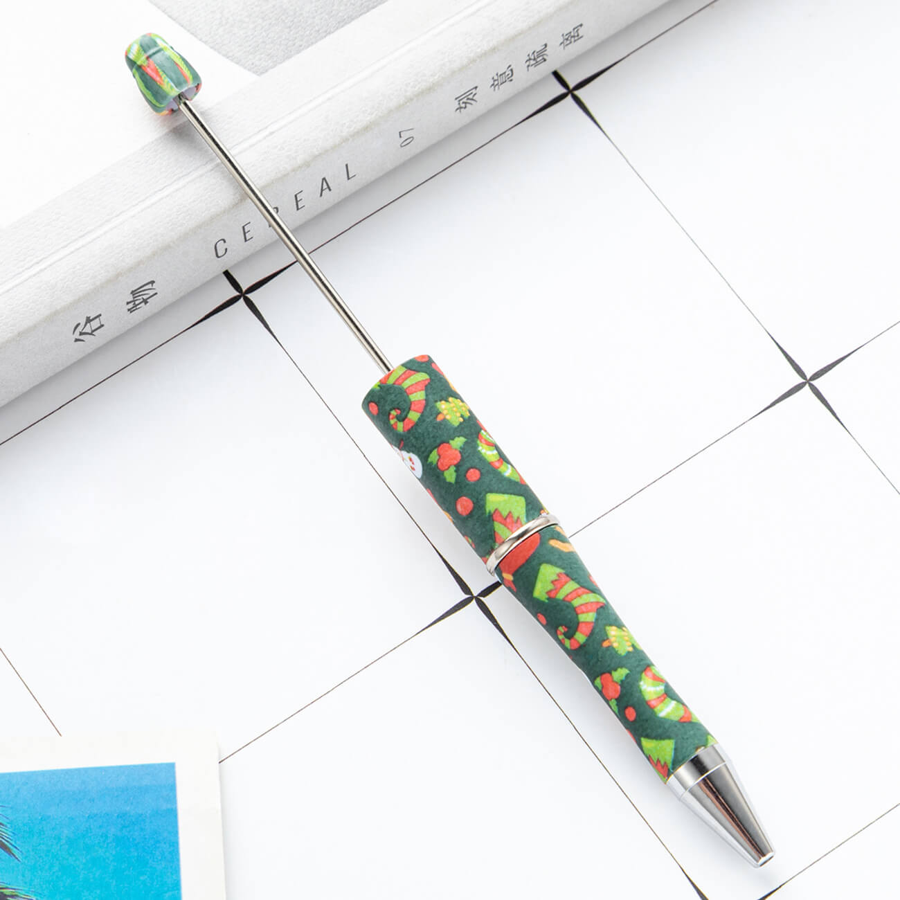 Christmas Beadable Ballpoint Pens Printed DIY Craft Supplies 7