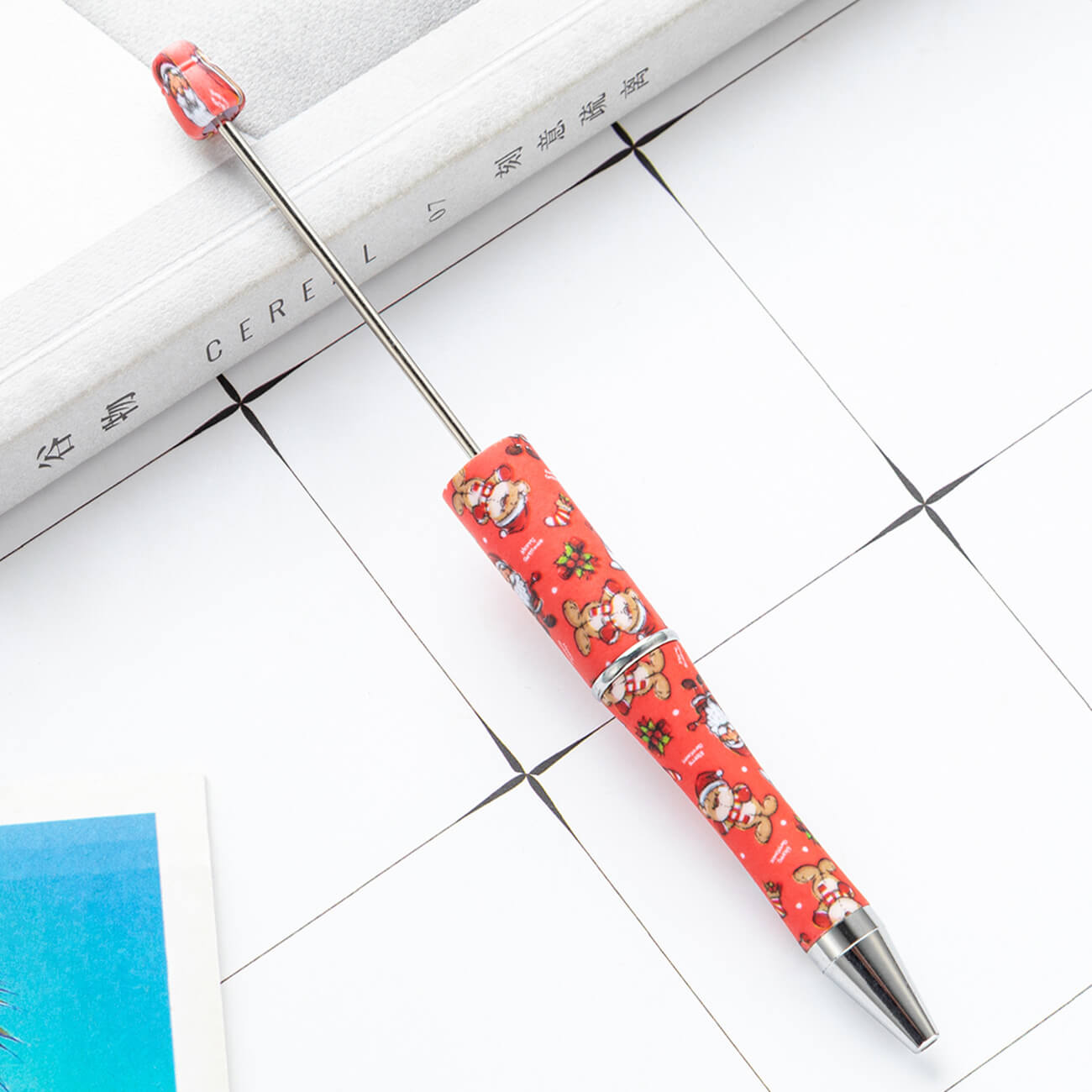 Christmas Beadable Ballpoint Pens Printed DIY Craft Supplies 14