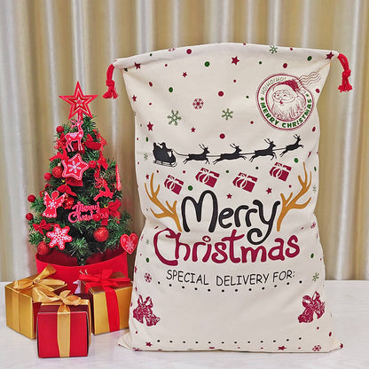 Christmas Canvas Gift Bag Double Drawstring Mouth 50x70cm